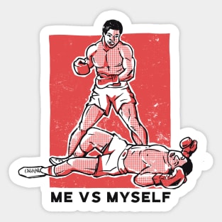 Me vs Myself Boxing // Funny Vintage Self Defeating Self Doubt Sticker